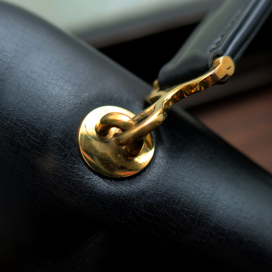 Vintage Hermès Palonnier 1950s Black Box Calf Leather Flap Bag