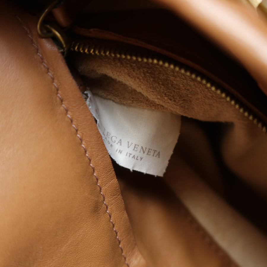 Bottega Veneta Vintage Caramel Brown Intrecciato 2 way Top Handle Shoulder Bag