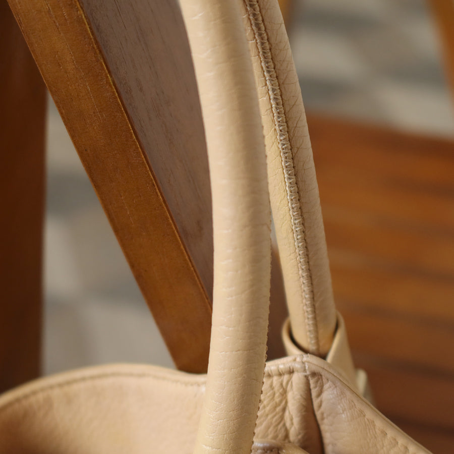 Chanel Vintage Light Beige Calfskin Leather Coco Dice Medium Hobo Shoulder Bag
