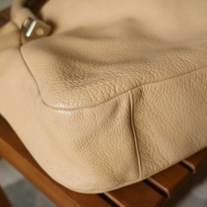 Chanel Vintage Light Beige Calfskin Leather Coco Dice Medium Hobo Shoulder Bag