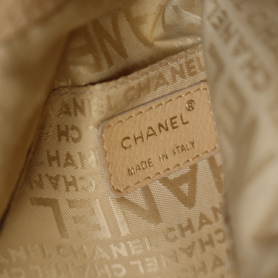 Chanel Vintage Light Beige Calfskin Leather Coco Dice Medium Hobo Shoulder Bag