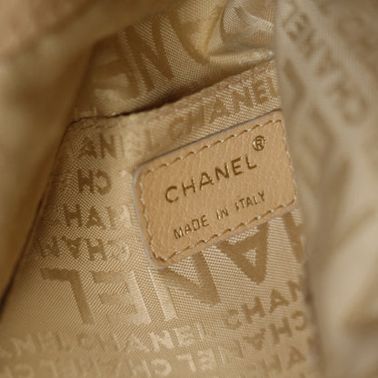 Chanel Vintage Light Beige Calfskin Leather Coco Dice Medium Hobo Shoulder Bag