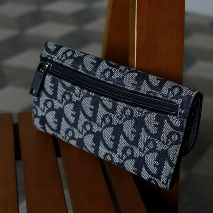 Christian Dior Pre-loved Black Trotter Oblique Jacquard Saddle Flap Wallet