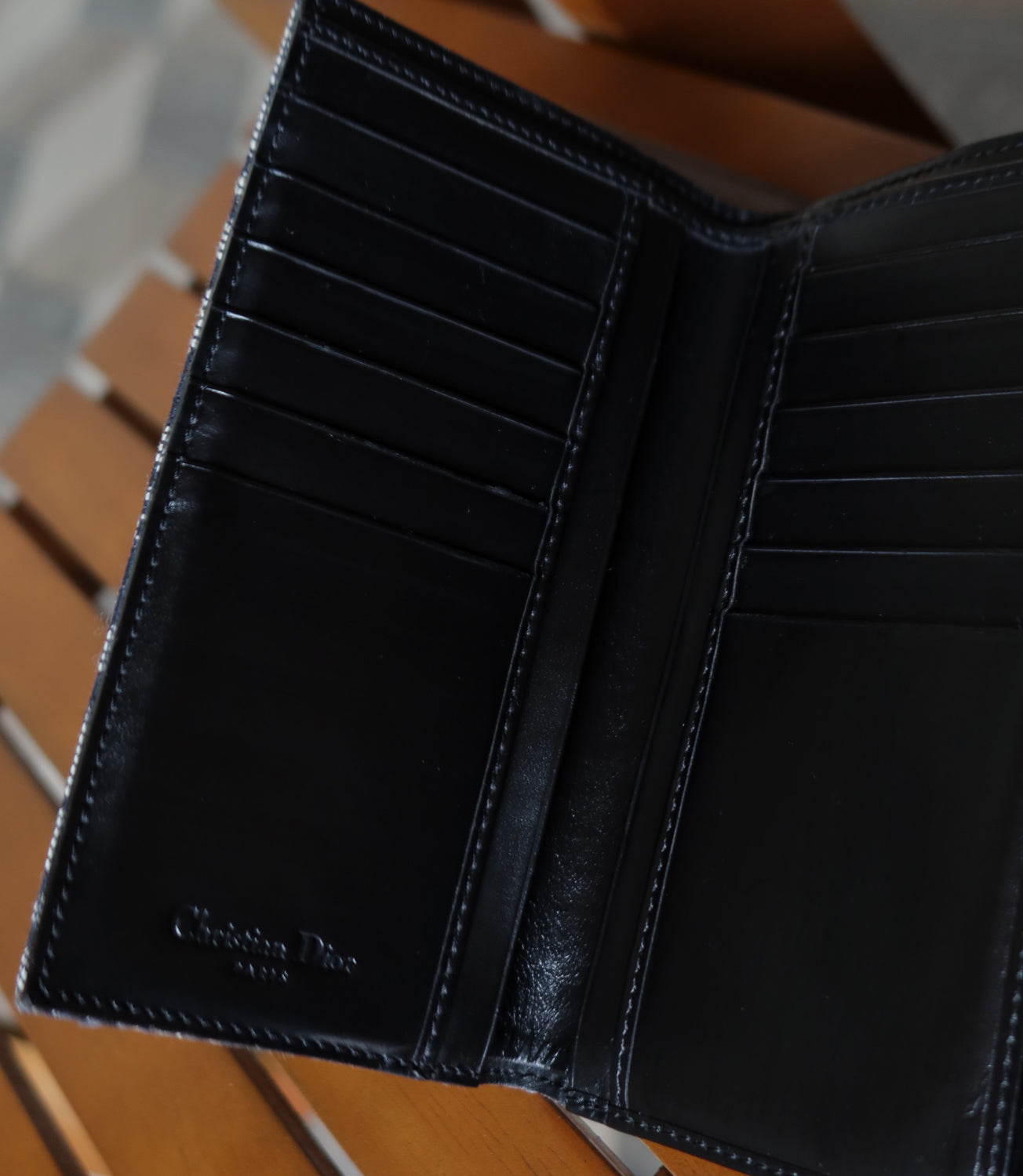 Christian Dior Pre-loved Black Trotter Oblique Jacquard Saddle Flap Wallet