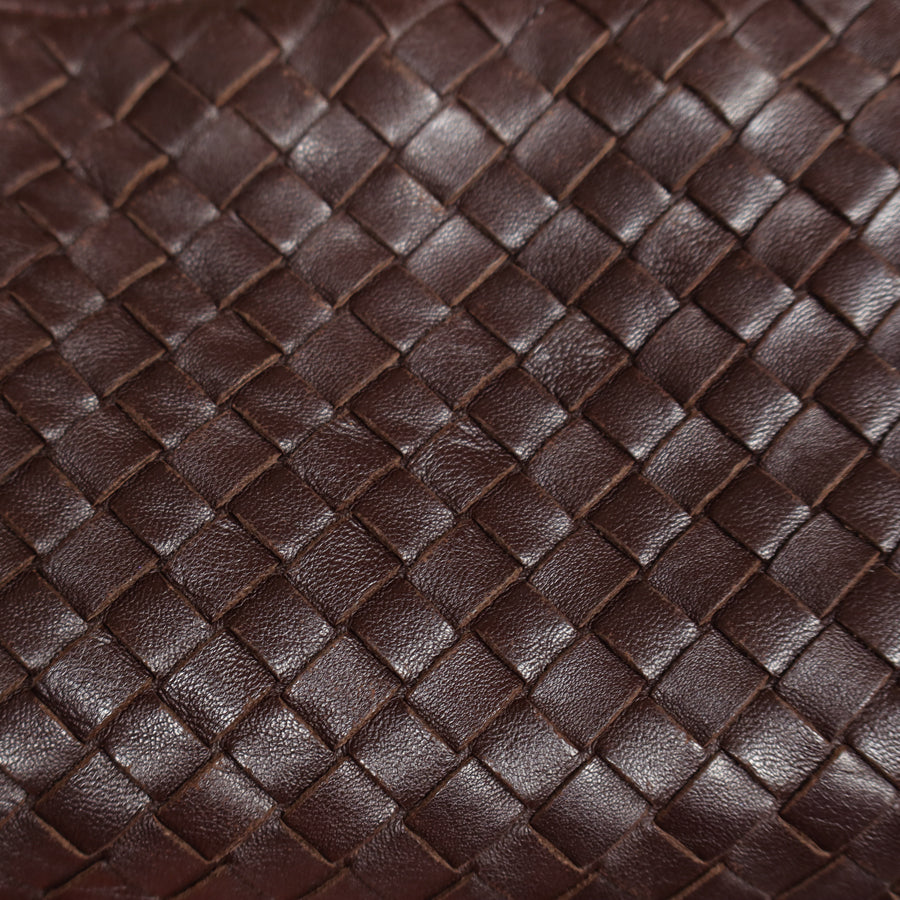 Bottega Veneta Vintage Brown Intrecciato Leather Rhombus Shoulder Bag