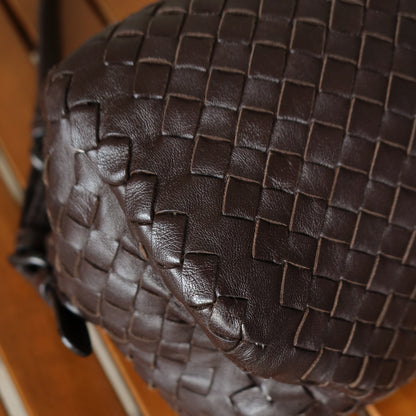 Bottega Veneta Vintage Brown Intrecciato Leather Rhombus Shoulder Bag