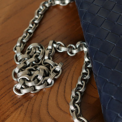 Bottega Veneta Vintage Navy Intrecciato Leather Chain Strap Shoulder Flap Bag