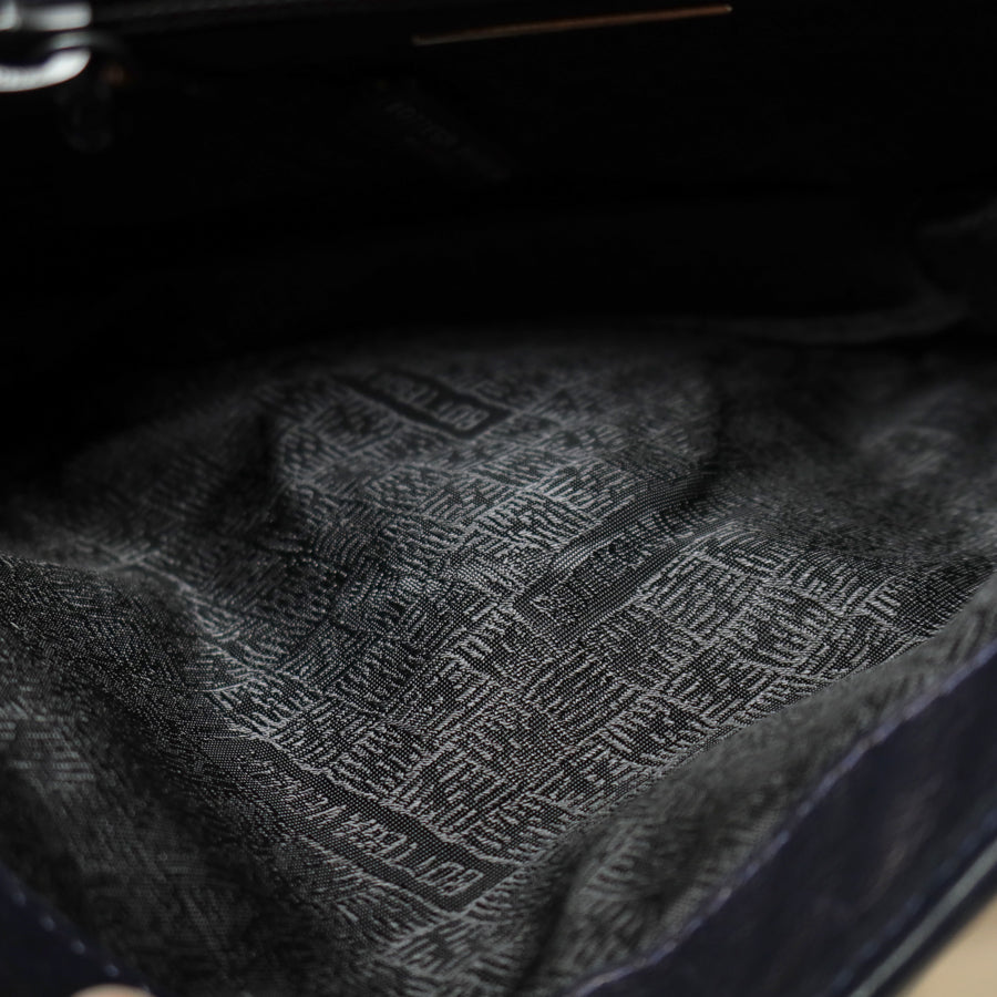 Bottega Veneta Vintage Navy Intrecciato Leather Chain Strap Shoulder Flap Bag