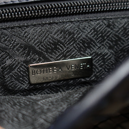 Bottega Veneta Vintage Navy Intrecciato Leather Chain Strap Shoulder Flap Bag