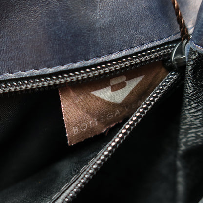 Bottega Veneta Vintage Navy Intrecciato Leather Chain Strap Shoulder Flap Bag