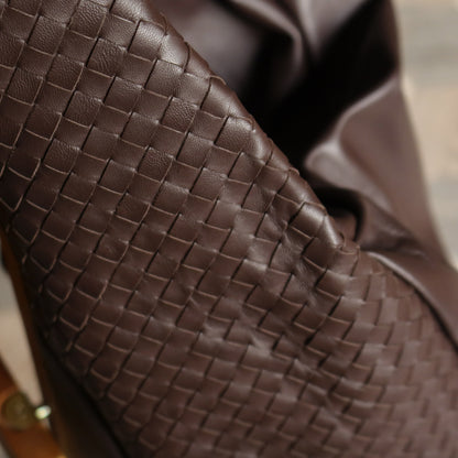 Bottega Veneta Dark Brown Intrecciato Weave Knot Hobo Shoulder Bag