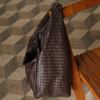 Bottega Veneta Dark Brown Intrecciato Weave Knot Hobo Shoulder Bag