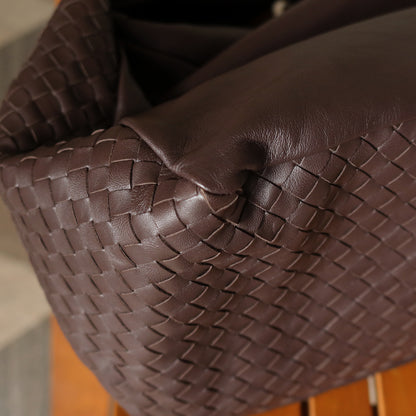 Bottega Veneta Dark Brown Intrecciato Weave Knot Hobo Shoulder Bag