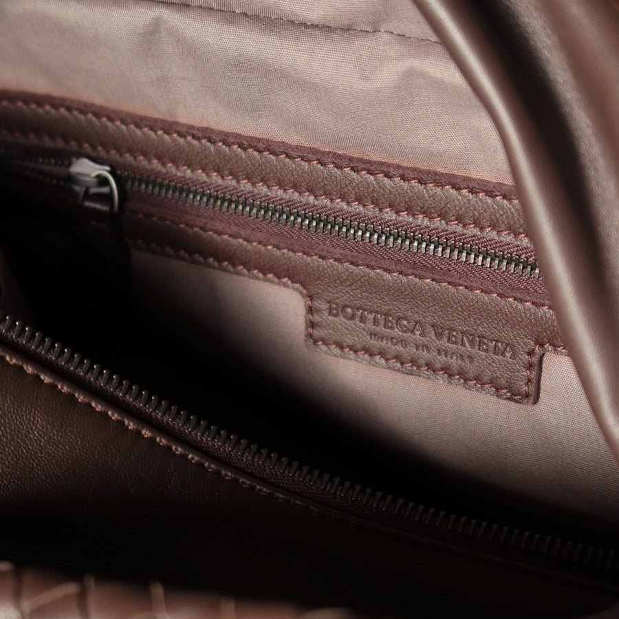 Bottega Veneta Dark Brown Intrecciato Weave Knot Hobo Shoulder Bag