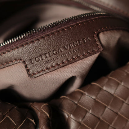 Bottega Veneta Dark Brown Intrecciato Weave Knot Hobo Shoulder Bag