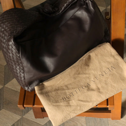 Bottega Veneta Dark Brown Intrecciato Weave Knot Hobo Shoulder Bag