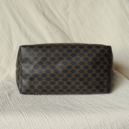 Celine Vintage Black Brown Macadam Triomphe Top Handle 2 way Shoulder Bag