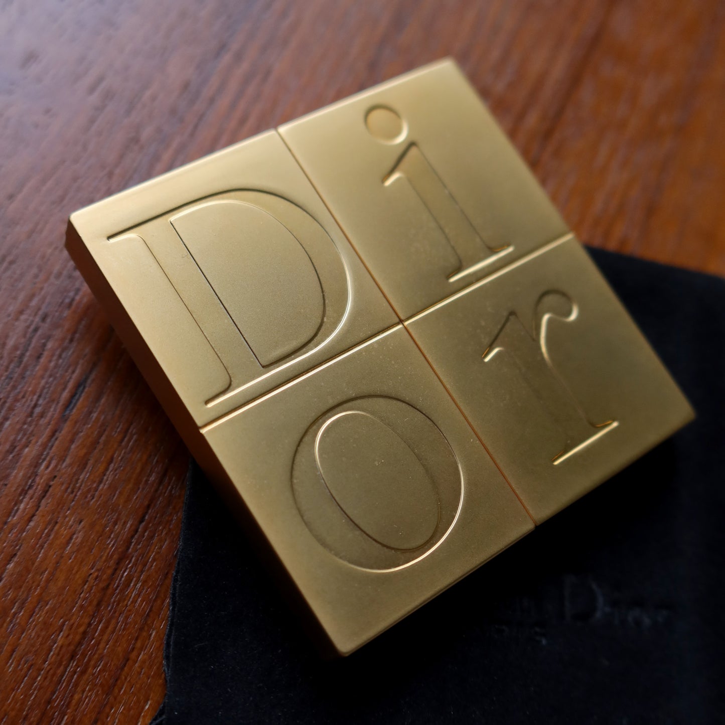 Rare Christian Dior Vintage Metallic Gold Sliding Compact Mirror