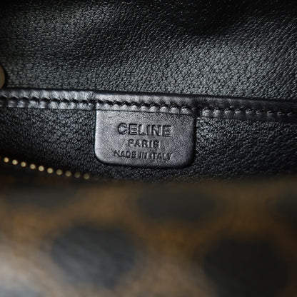 Celine Vintage Black Brown Macadam Triomphe Top Handle 2 way Shoulder Bag