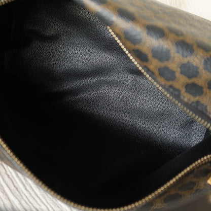 Celine Vintage Black Brown Macadam Triomphe Top Handle 2 way Shoulder Bag
