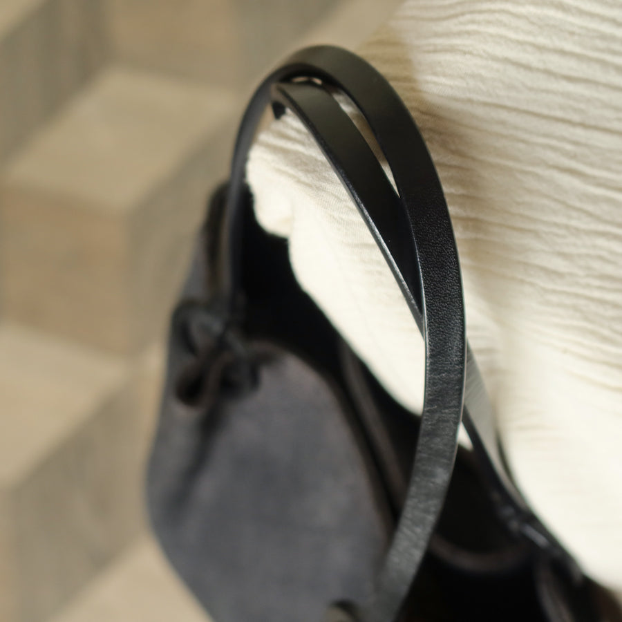 Gucci Vintage Black Denim-Canvas Leather Daily Tote Shoulder Bag with Gucci Charm