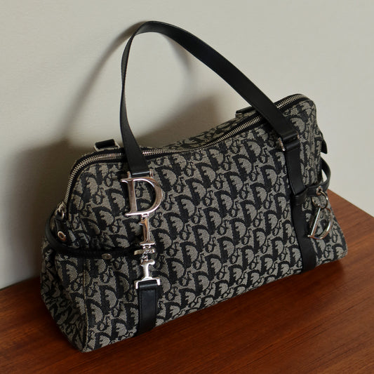 Christian Dior Vintage Trotter Oblique Jacquard Logo Charm Shoulder Bag