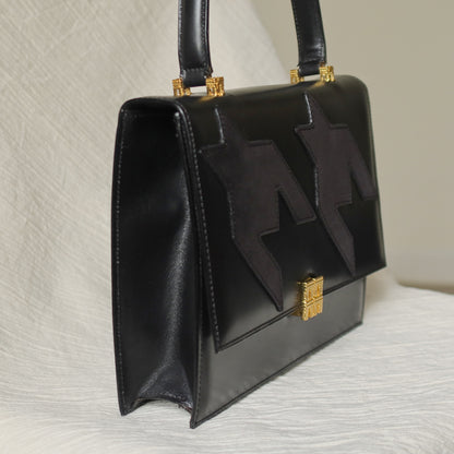 Rare Celine Vintage Leather x Suede Arc de Triphome Top Handle Flap Bag