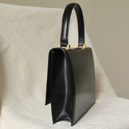 Rare Celine Vintage Leather x Suede Arc de Triphome Top Handle Flap Bag