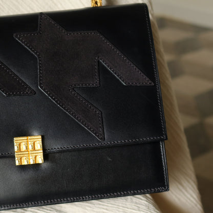 Rare Celine Vintage Leather x Suede Arc de Triphome Top Handle Flap Bag