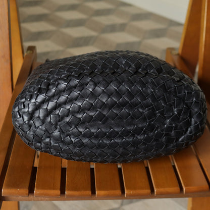 Bottega Veneta Vintage Black Intrecciato Ring Hobo style Bucket Shoulder Bag M