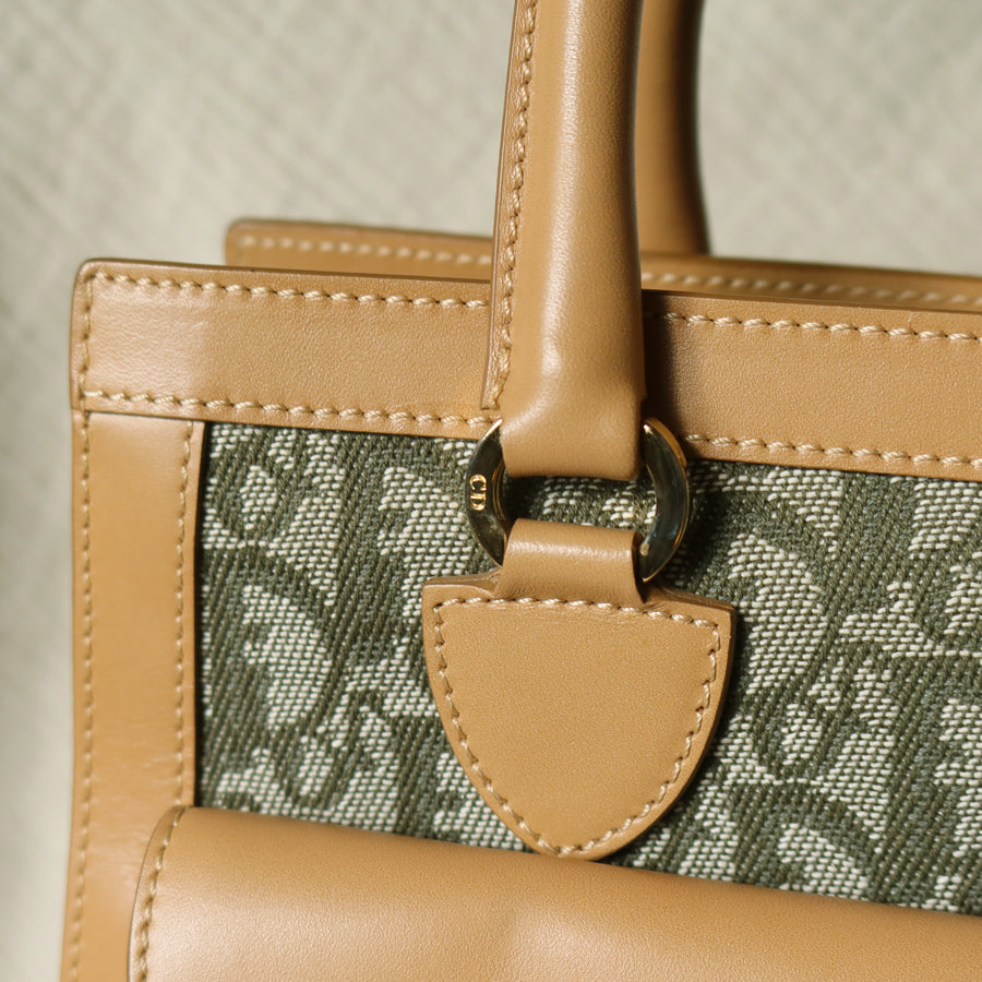 Christian Dior Vintage Oblique Trotter Monogram Beige Olive Diorissimo Handbag