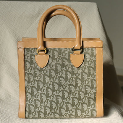 Christian Dior Vintage Oblique Trotter Monogram Beige Olive Diorissimo Handbag