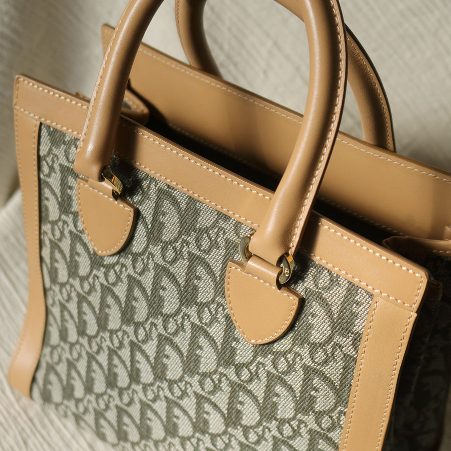 Christian Dior Vintage Oblique Trotter Monogram Beige Olive Diorissimo Handbag