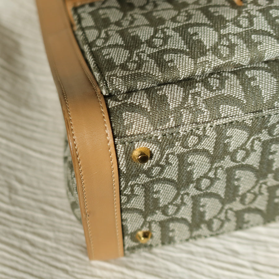 Christian Dior Vintage Oblique Trotter Monogram Beige Olive Diorissimo Handbag