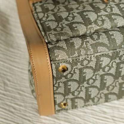 Christian Dior Vintage Oblique Trotter Monogram Beige Olive Diorissimo Handbag