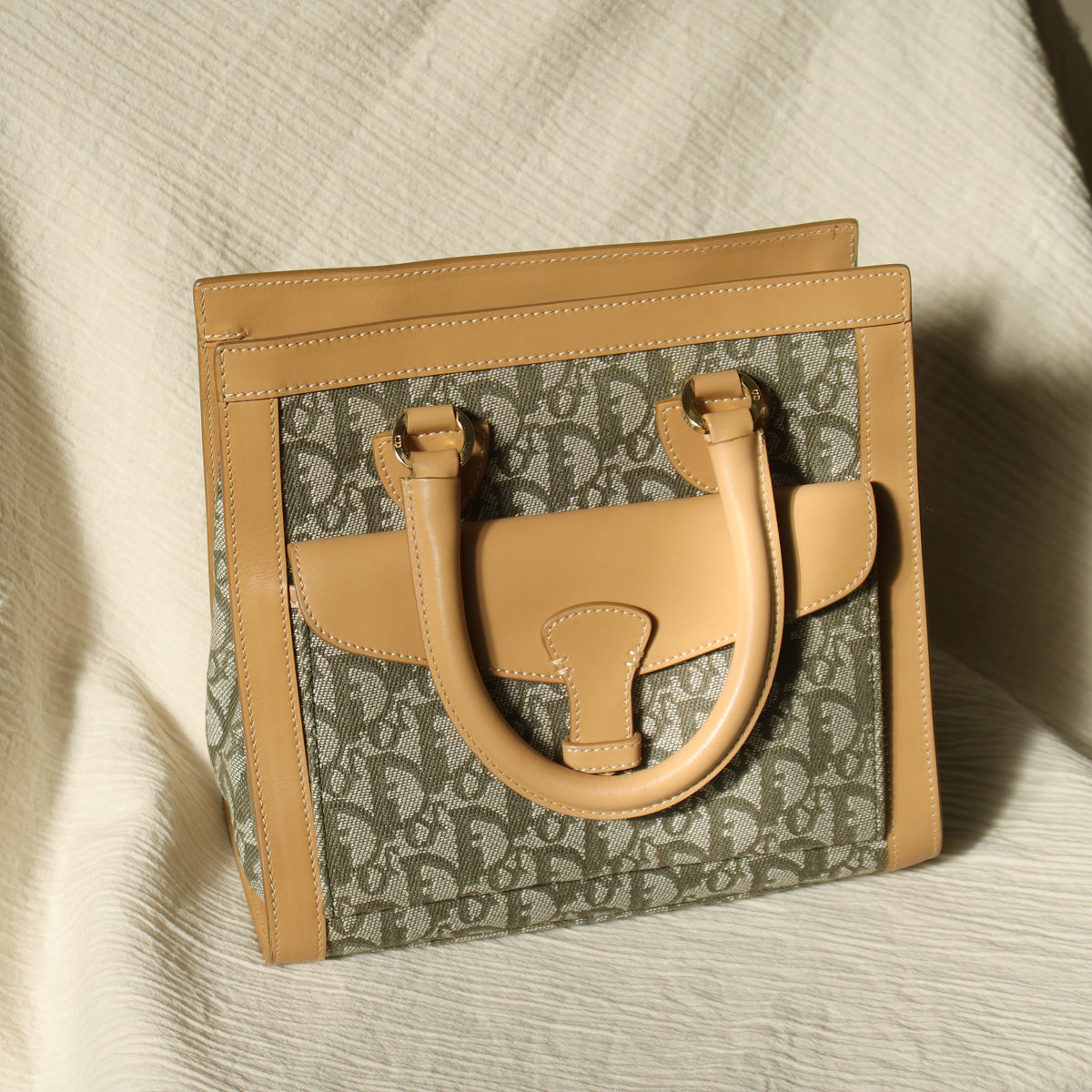Christian Dior Vintage Oblique Trotter Monogram Beige Olive Diorissimo Handbag