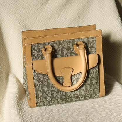 Christian Dior Vintage Oblique Trotter Monogram Beige Olive Diorissimo Handbag