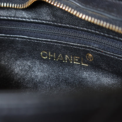Chanel Vintage Black Lambskin Diamond Quilted Zipper charm CC Double Chain Bag