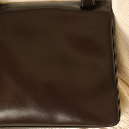 Loewe Vintage Dark Brown Leather Gancini Large Shoulder Flap Bag