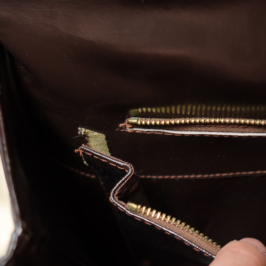 Loewe Vintage Dark Brown Leather Gancini Large Shoulder Flap Bag