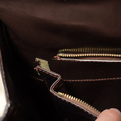 Loewe Vintage Dark Brown Leather Gancini Large Shoulder Flap Bag