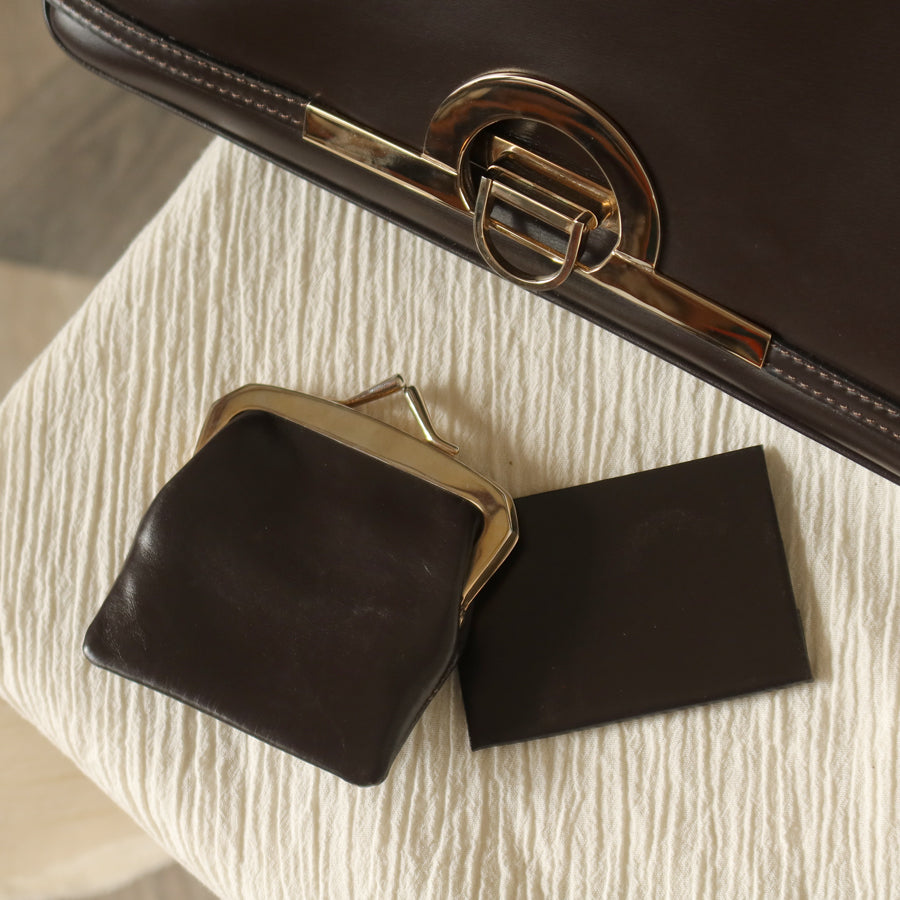 Loewe Vintage Dark Brown Leather Gancini Large Shoulder Flap Bag