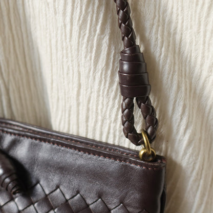 Bottega Veneta Vintage Dark Brown Intrecciato 2way Shoulder Clutch Bag M
