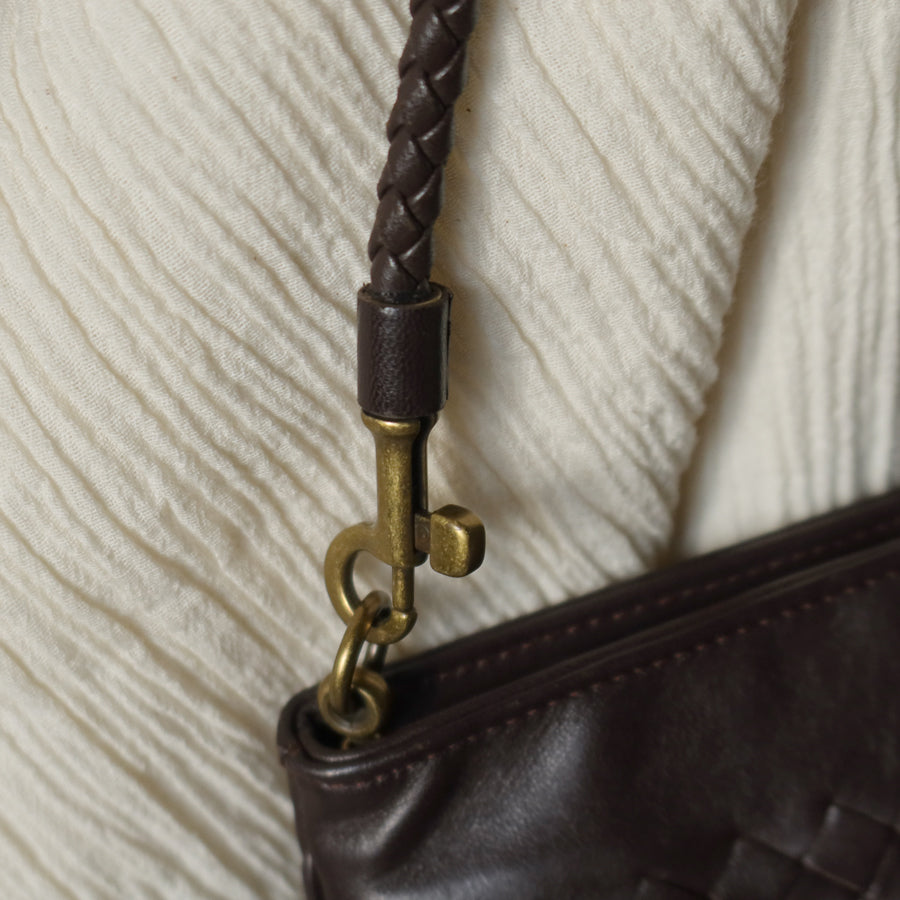 Bottega Veneta Vintage Dark Brown Intrecciato 2way Shoulder Clutch Bag M