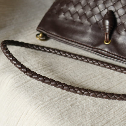 Bottega Veneta Vintage Dark Brown Intrecciato 2way Shoulder Clutch Bag M