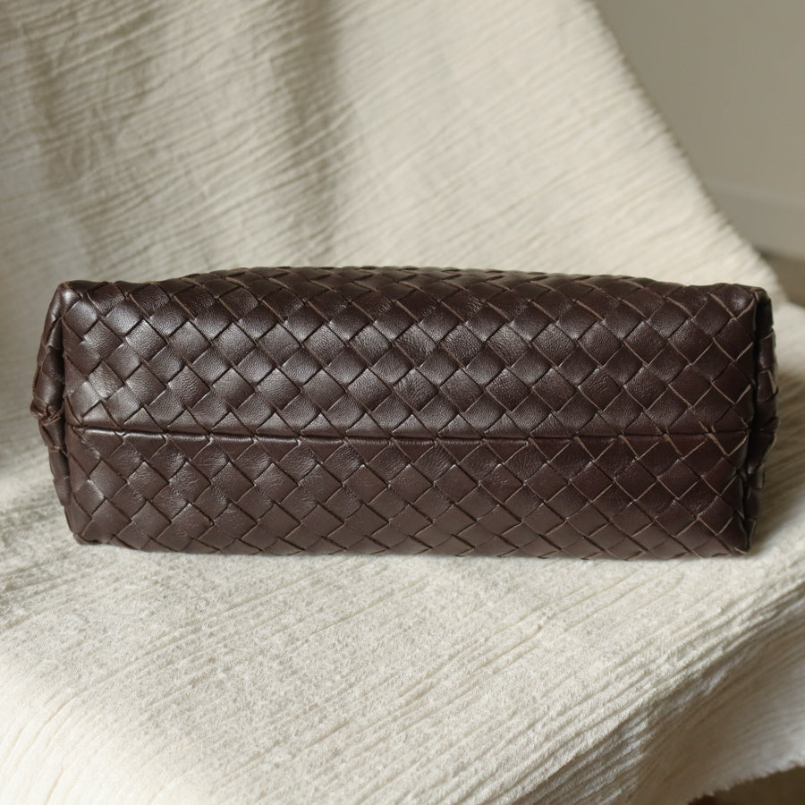 Bottega Veneta Vintage Dark Brown Intrecciato 2way Shoulder Clutch Bag M