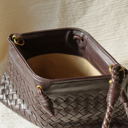 Bottega Veneta Vintage Dark Brown Intrecciato 2way Shoulder Clutch Bag M