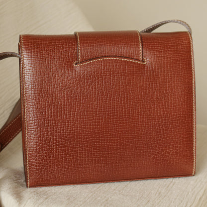 Loewe Vintage Brown Grained Leather Knot Turn lock Crossbody Bag