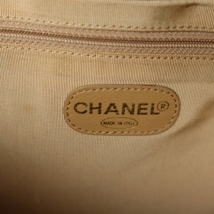 Chanel Vintage Beige Caviar Leather Tortoise shell Chain Shoulder Tote Bag M