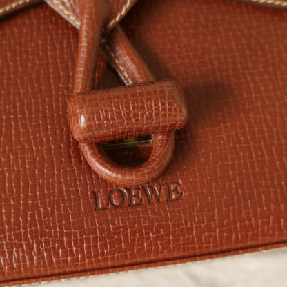 Loewe Vintage Brown Grained Leather Knot Turn lock Crossbody Bag